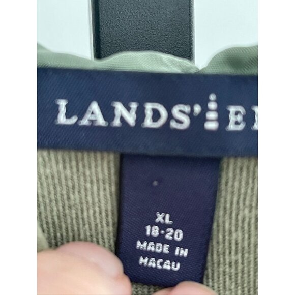 EUC Lands End Olive Velour Green Full-Zip Hoodie With Pockets - Picture 4 of 6